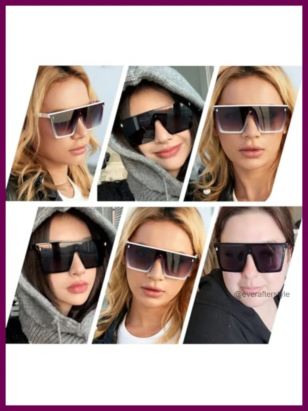 Oversized Square Sunglasses Flat Top UV400 Protection Unisex